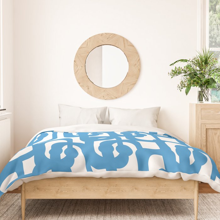 Pop Blue and White Contemporary Mid Century Modern Loops Abstract Pattern Duvet Cover Gallery Image 3