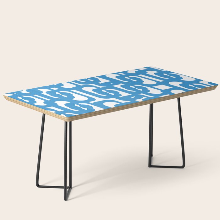 Pop Blue and White Contemporary Mid Century Modern Loops Abstract Pattern Coffee Table Gallery Image 1