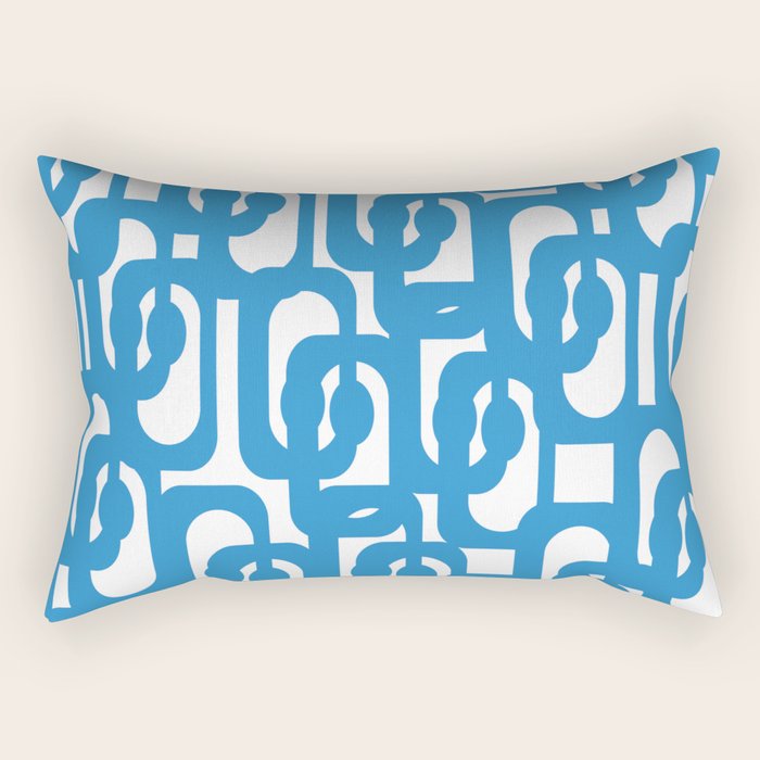 Pop Blue and White Contemporary Mid Century Modern Loops Abstract Pattern Rectangular Pillow Gallery Image 1