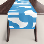 Pop Blue and White Contemporary Mid Century Modern Loops Abstract Pattern Table Runner Gallery Image 1