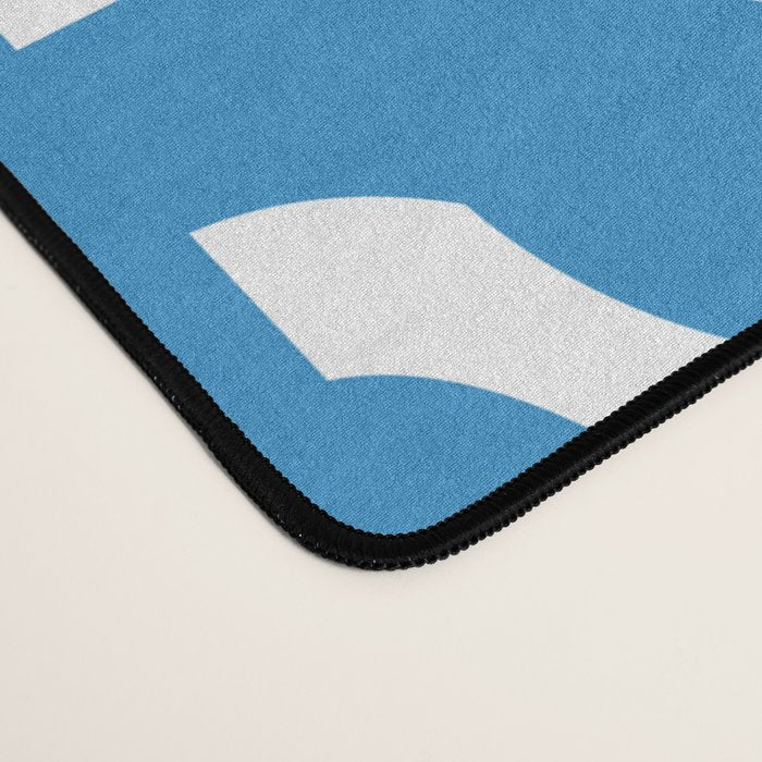 Pop Blue and White Contemporary Mid Century Modern Loops Abstract Pattern Desk Mat Gallery Image 4