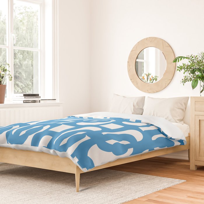 Pop Blue and White Contemporary Mid Century Modern Loops Abstract Pattern Duvet Cover Gallery Image 2
