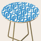 Pop Blue and White Contemporary Mid Century Modern Loops Abstract Pattern Side Table Gallery Image 2