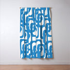 Pop Blue and White Contemporary Mid Century Modern Loops Abstract Pattern Window Curtain Gallery Image 3