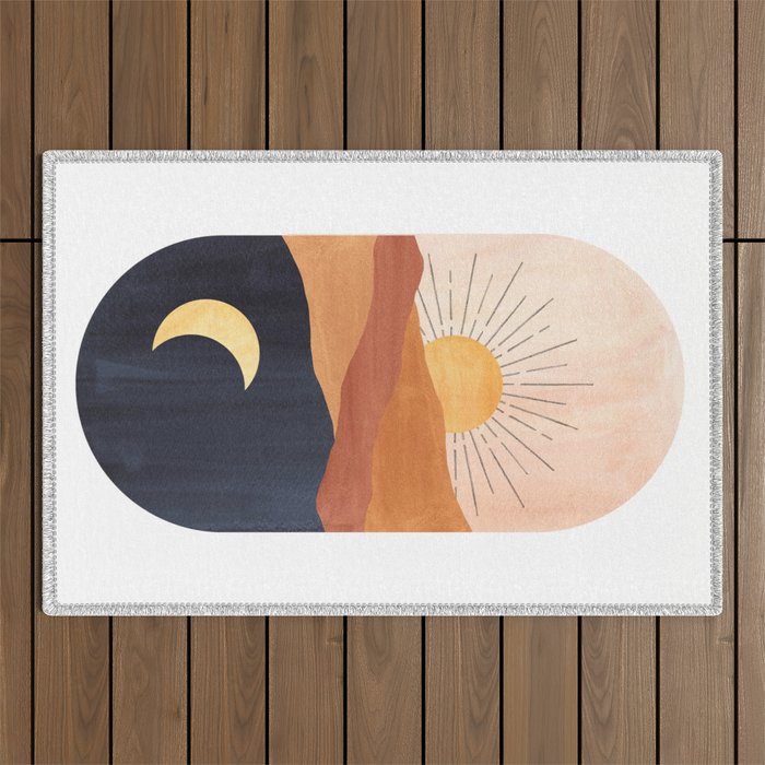 Abstract day and night Outdoor Rug Gallery Image 1