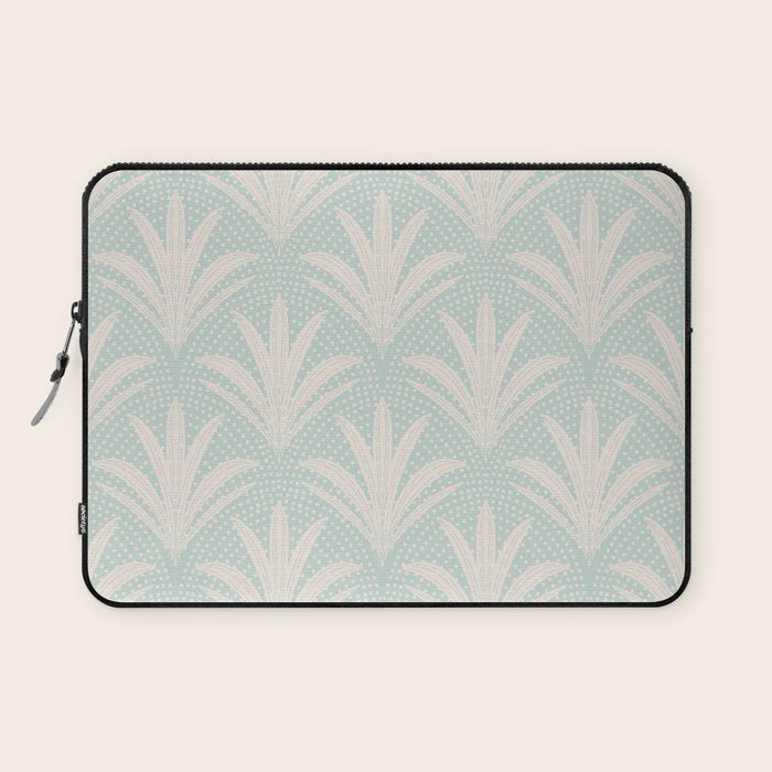 Boho Rustic Palm Radiance Soft Blue Laptop Sleeve Gallery Image 1