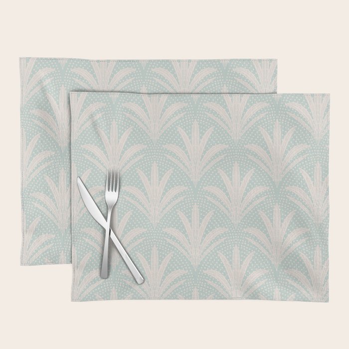 Boho Rustic Palm Radiance Soft Blue Placemat Gallery Image 1