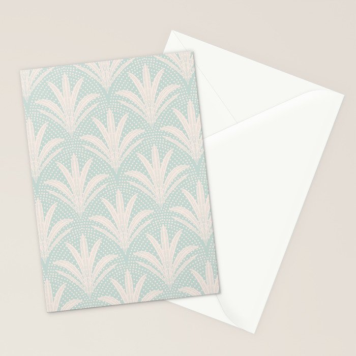 Boho Rustic Palm Radiance Soft Blue Stationery Card Gallery Image 2