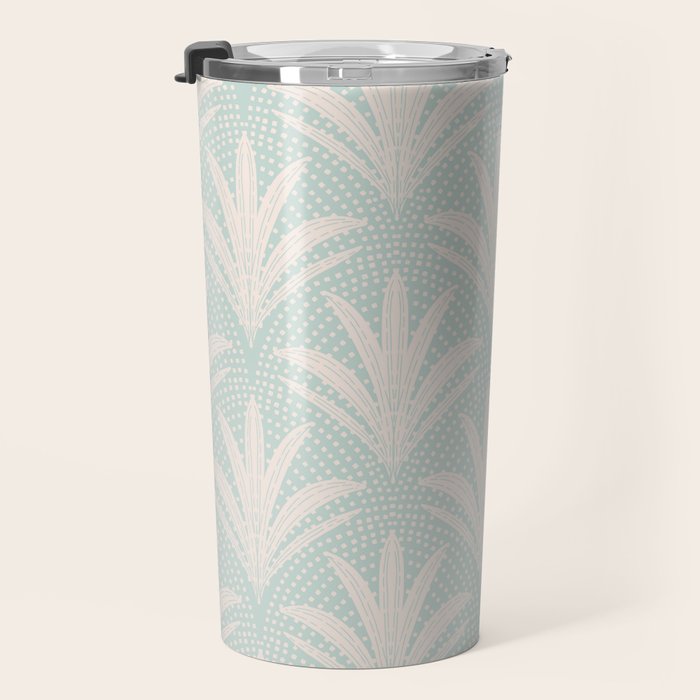 Boho Rustic Palm Radiance Soft Blue Travel Mug Gallery Image 3