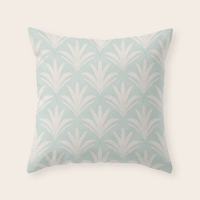 Boho Rustic Palm Radiance Soft Blue Throw Pillow Gallery Image 6