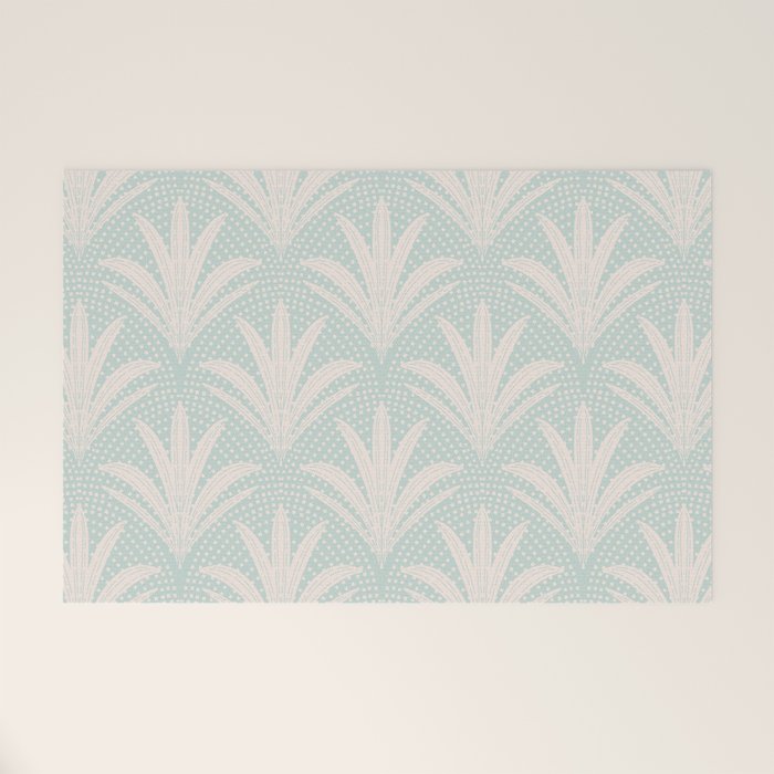 Boho Rustic Palm Radiance Soft Blue Welcome Mat Gallery Image 1