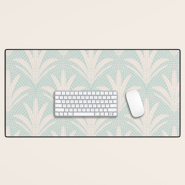 Boho Rustic Palm Radiance Soft Blue Desk Mat Gallery Image 1