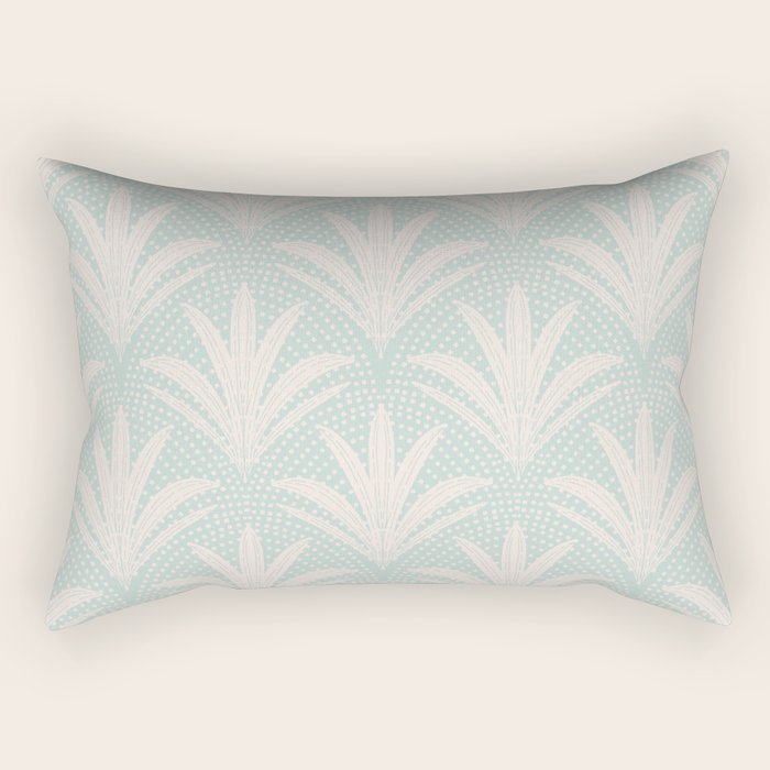 Boho Rustic Palm Radiance Soft Blue Rectangular Pillow Gallery Image 1