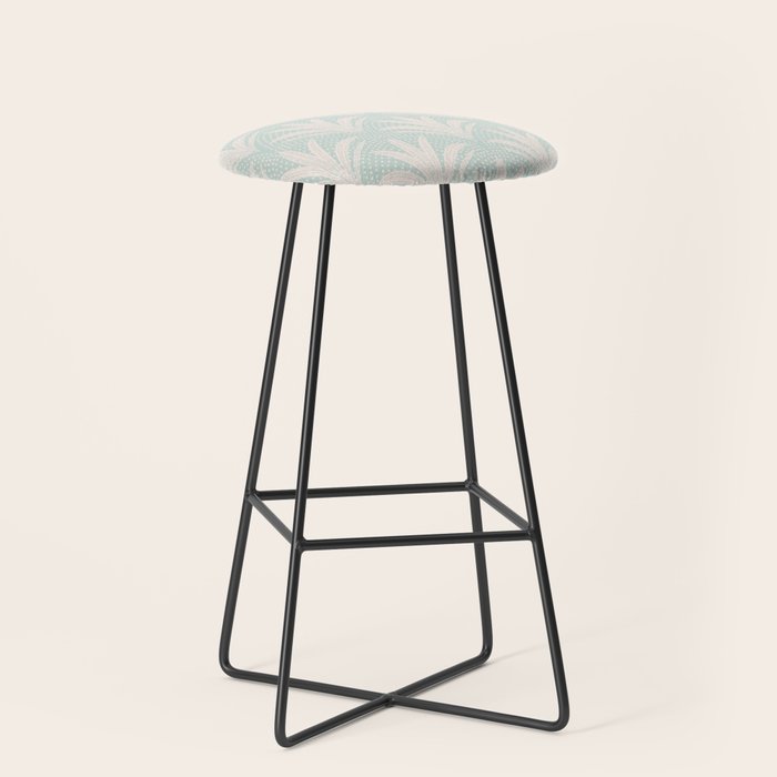 Boho Rustic Palm Radiance Soft Blue Stool Gallery Image 1