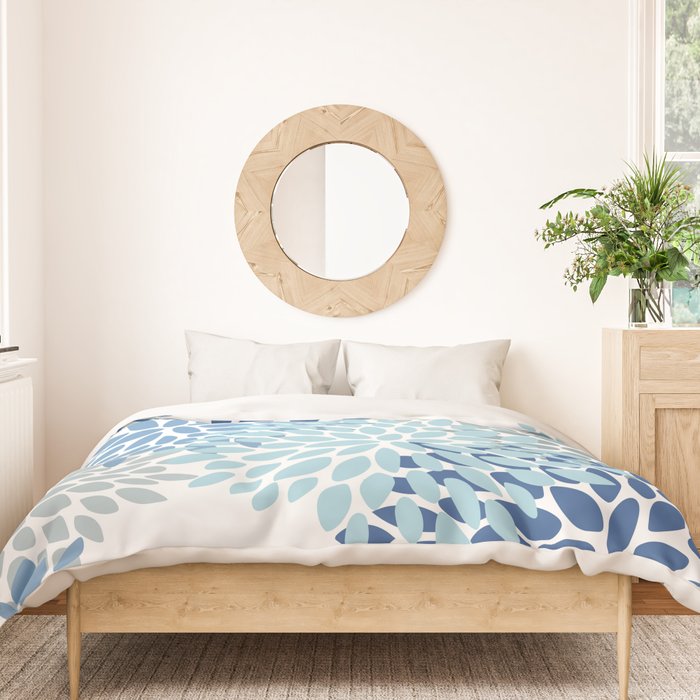 Festive, Floral Pattern, Blue and Gray, Floral Prints Duvet Cover Gallery Image 3