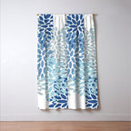 Festive, Floral Pattern, Blue and Gray, Floral Prints Window Curtain Gallery Image 3
