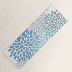 Festive, Floral Pattern, Blue and Gray, Floral Prints Yoga Mat Gallery Image 1