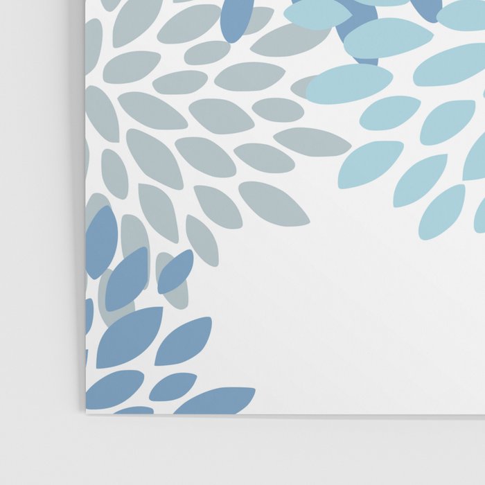Festive, Floral Pattern, Blue and Gray, Floral Prints Poster Gallery Image 3