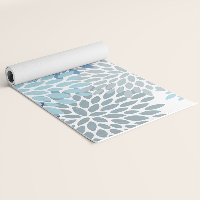 Festive, Floral Pattern, Blue and Gray, Floral Prints Yoga Mat Gallery Image 2