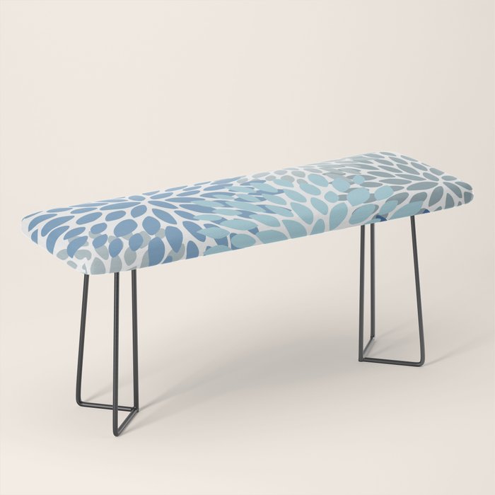Festive, Floral Pattern, Blue and Gray, Floral Prints Bench Gallery Image 1