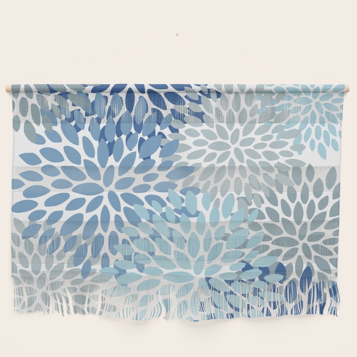 Festive, Floral Pattern, Blue and Gray, Floral Prints Wall Hanging Gallery Image 1