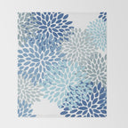 Festive, Floral Pattern, Blue and Gray, Floral Prints Throw Blanket Gallery Image 2
