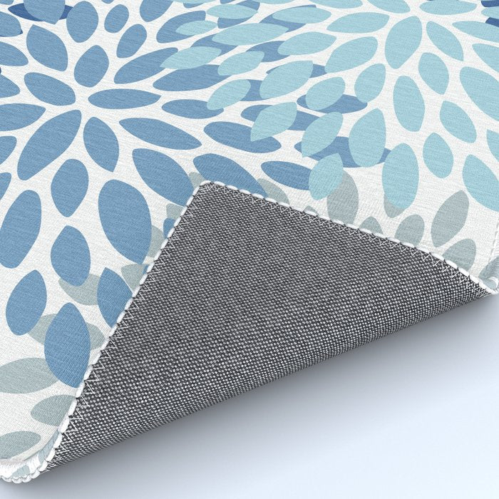 Festive, Floral Pattern, Blue and Gray, Floral Prints Rug Gallery Image 4