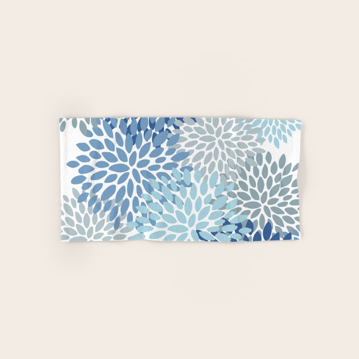Festive, Floral Pattern, Blue and Gray, Floral Prints Bath Towel Gallery Image 1