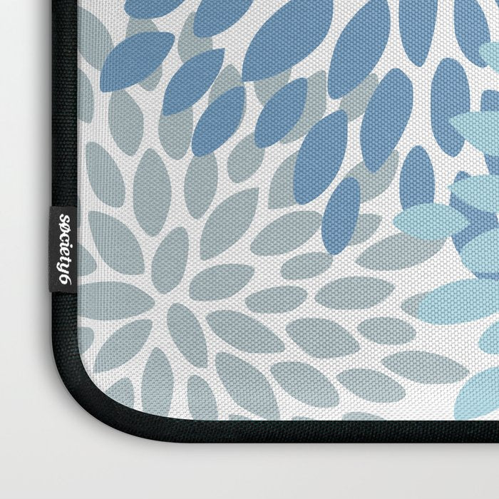 Festive, Floral Pattern, Blue and Gray, Floral Prints Laptop Sleeve Gallery Image 3