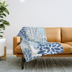 Festive, Floral Pattern, Blue and Gray, Floral Prints Throw Blanket Gallery Image 1