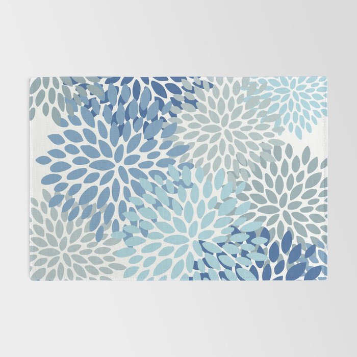 Festive, Floral Pattern, Blue and Gray, Floral Prints Rug Gallery Image 2