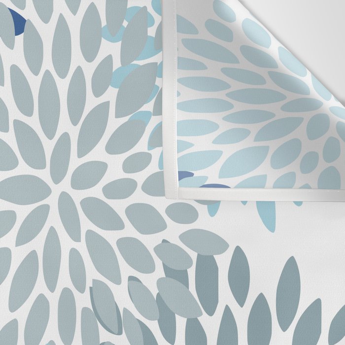 Festive, Floral Pattern, Blue and Gray, Floral Prints Wall Tapestry Gallery Image 3