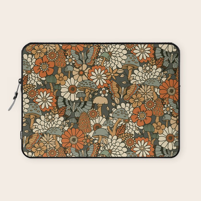 Mushroom Butterfly Garden Laptop Sleeve Gallery Image 1