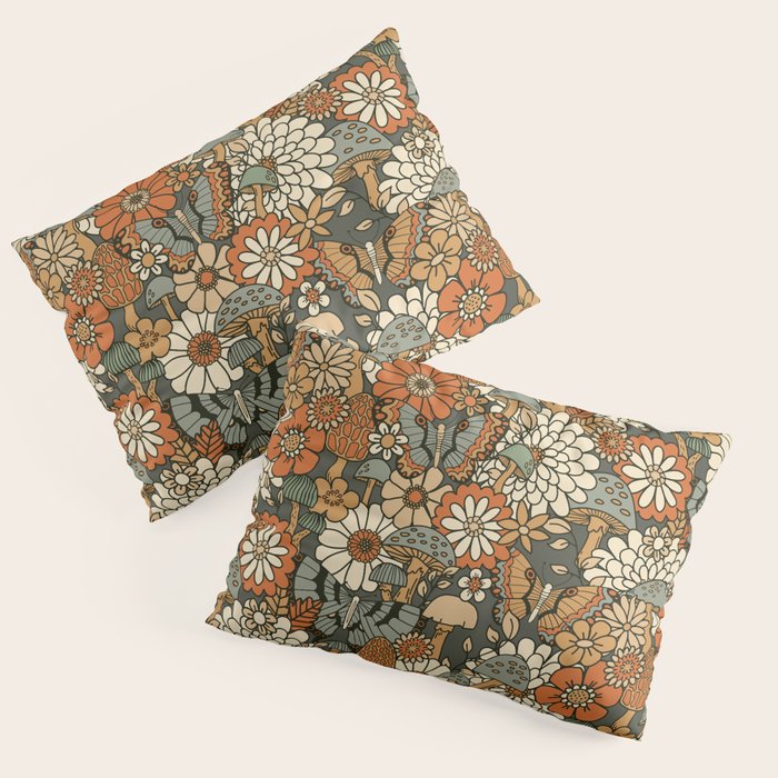 Mushroom Butterfly Garden Pillow Sham Gallery Image 3