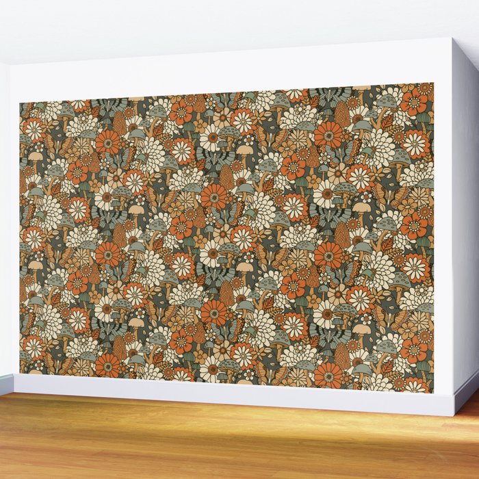 Mushroom Butterfly Garden Wall Mural Gallery Image 2