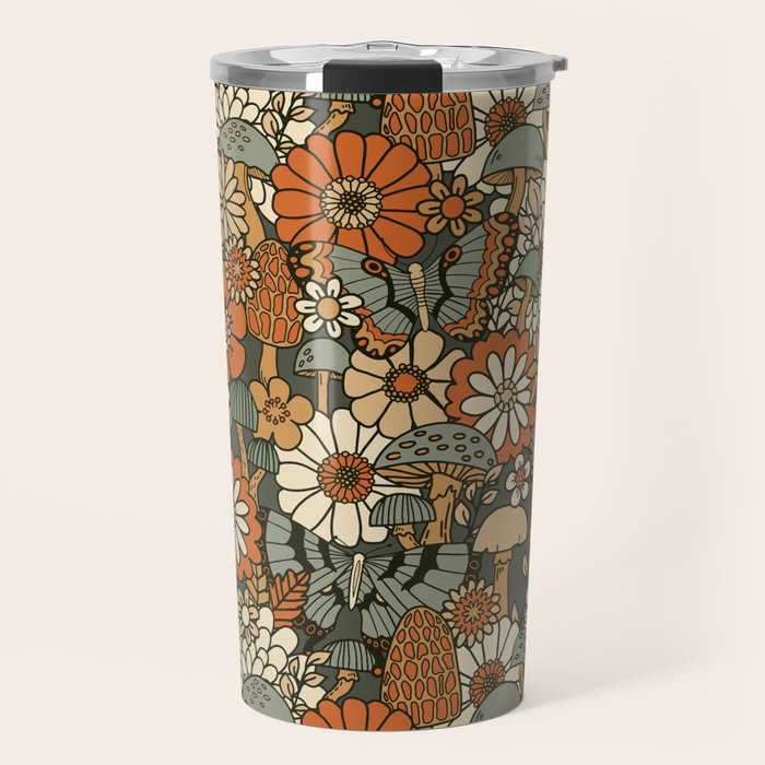Mushroom Butterfly Garden Travel Mug Gallery Image 1