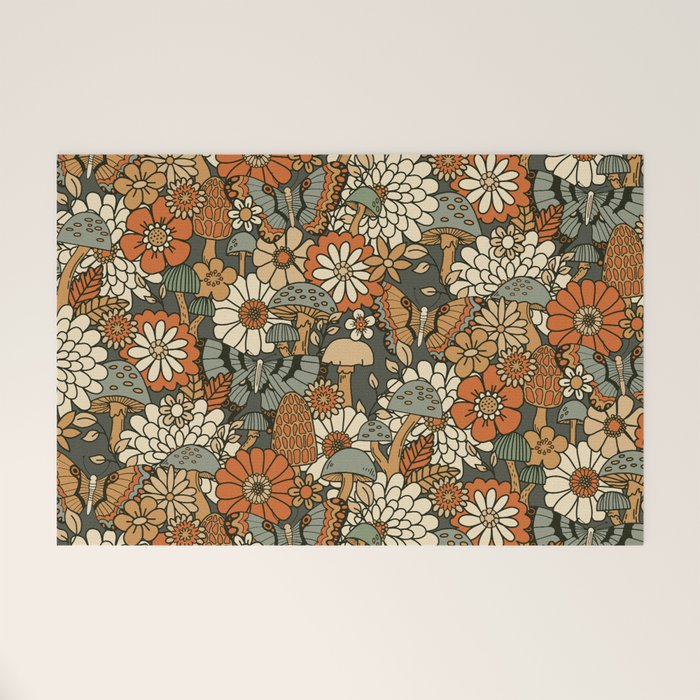 Mushroom Butterfly Garden Welcome Mat Gallery Image 1