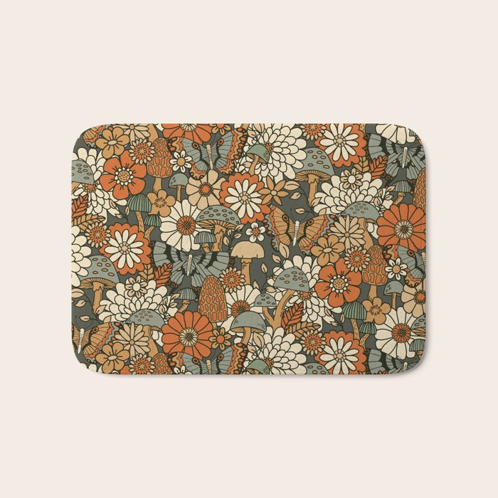Mushroom Butterfly Garden Bath Mat Gallery Image 1