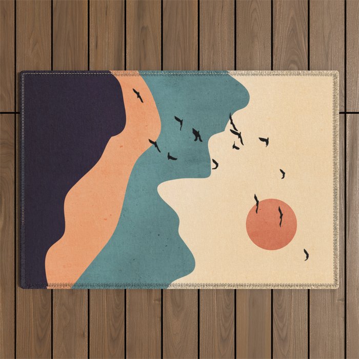 Minimal Abstract Art Landscape 19 Outdoor Rug Gallery Image 1