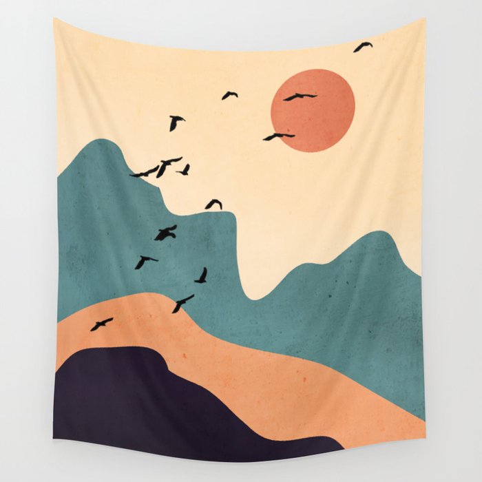 Minimal Abstract Art Landscape 19 Wall Tapestry Gallery Image 1