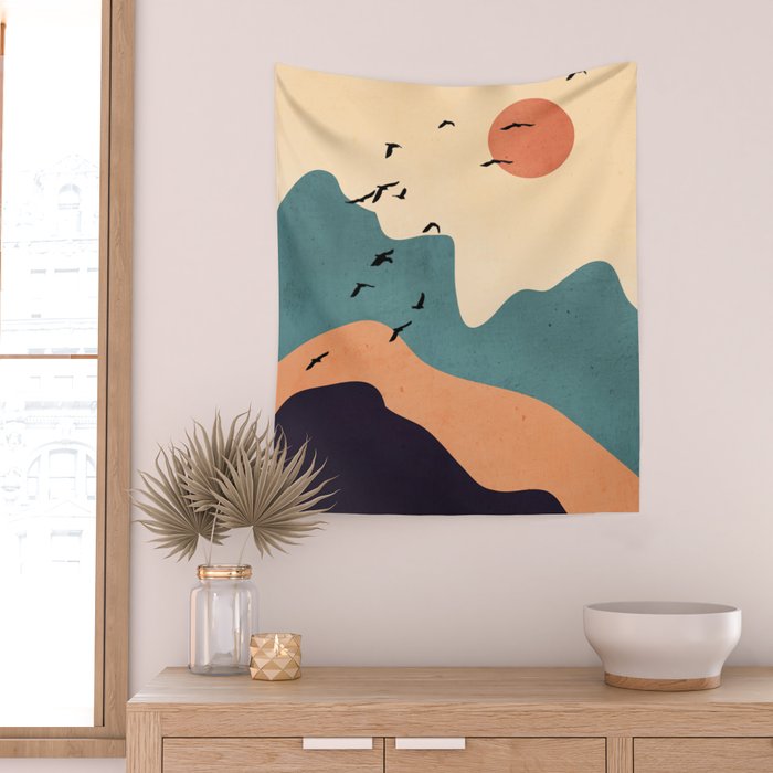 Minimal Abstract Art Landscape 19 Wall Tapestry Gallery Image 2