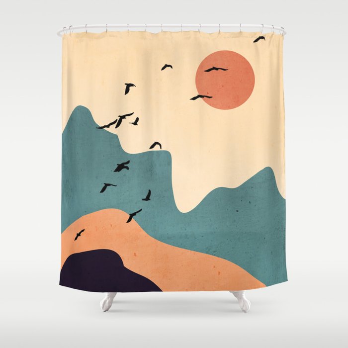 Minimal Abstract Art Landscape 19 Shower Curtain Gallery Image 1