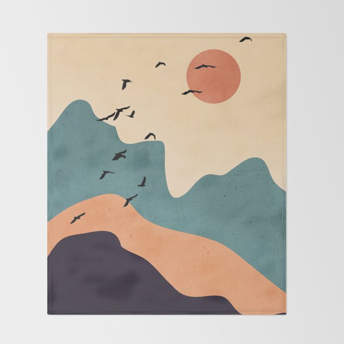 Minimal Abstract Art Landscape 19 Throw Blanket Gallery Image 2