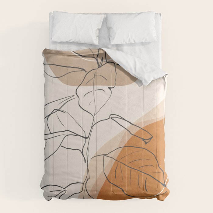 Minimal Plant Abstract Art Comforter Gallery Image 1
