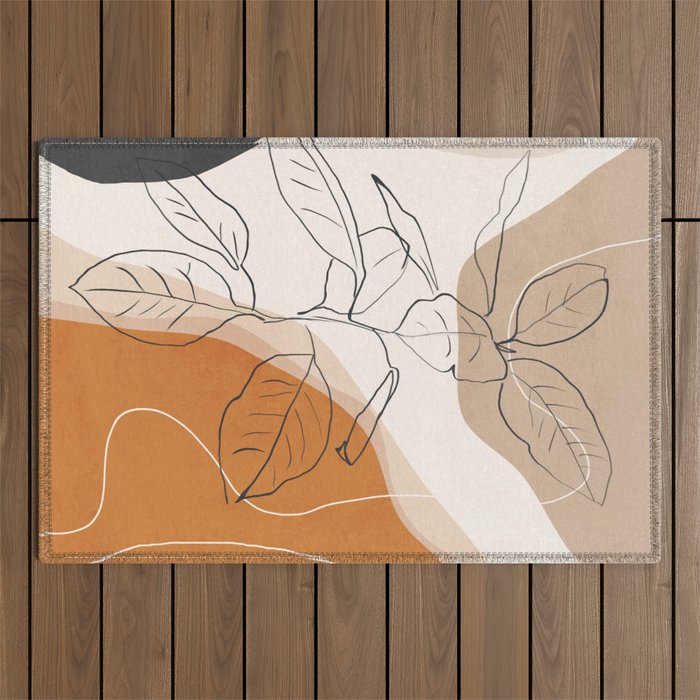 Minimal Plant Abstract Art Outdoor Rug Gallery Image 1