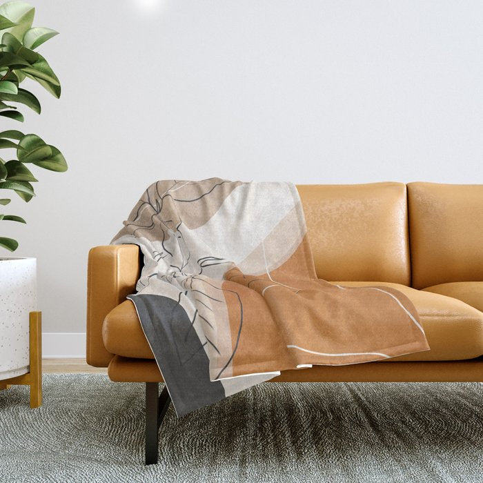 Minimal Plant Abstract Art Throw Blanket Gallery Image 1