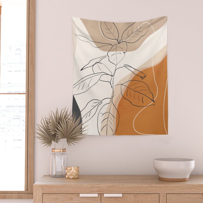 Minimal Plant Abstract Art Wall Tapestry Gallery Image 2