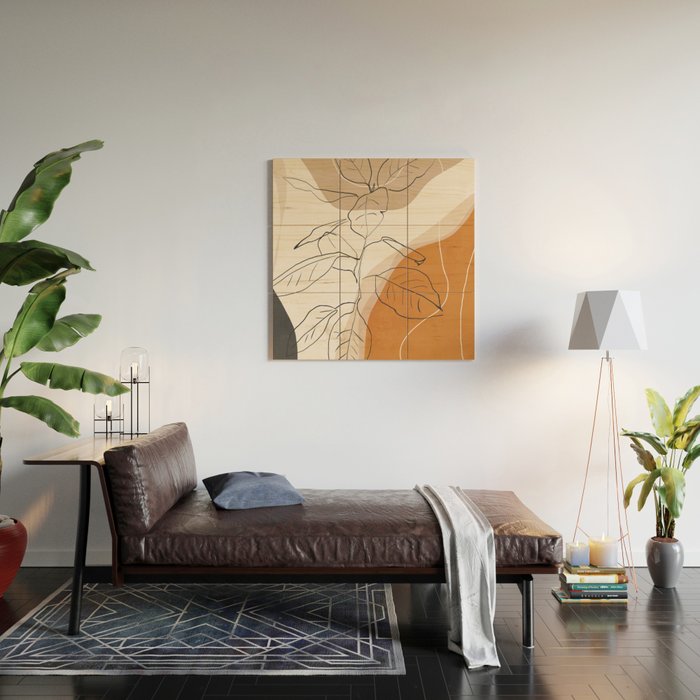 Minimal Plant Abstract Art Wood Wall Art Gallery Image 2