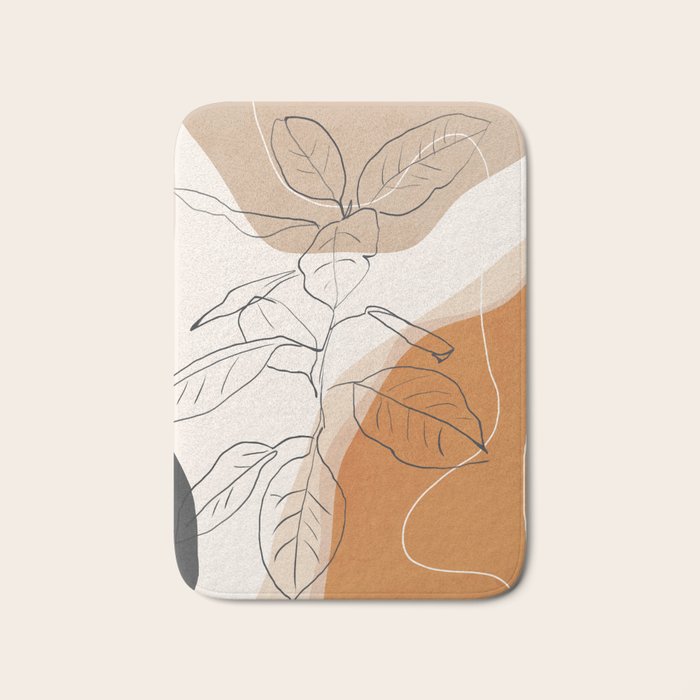 Minimal Plant Abstract Art Bath Mat Gallery Image 1