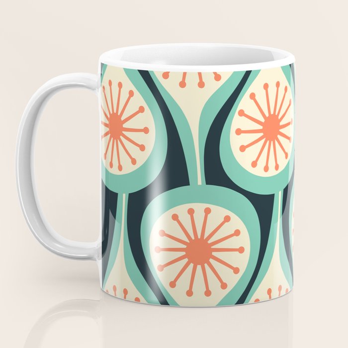 Mid Century Modern Atomic Drops Teal Orange Black Pattern Coffee Mug Gallery Image 3